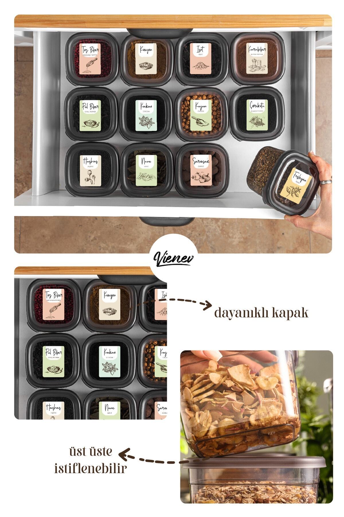 28li Renkli Etiketli Peggy Kare Erzak Ve Baharat Full Set 8x(1,2, 0,55, 0,45) 4x(1,75) Ant