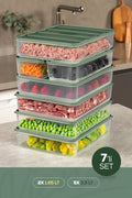 7'li Buzdolabı Dondurucu Organizer Ve Saklama Kabı Yeşil 5x(3,5LT) 2x(1,65LT)