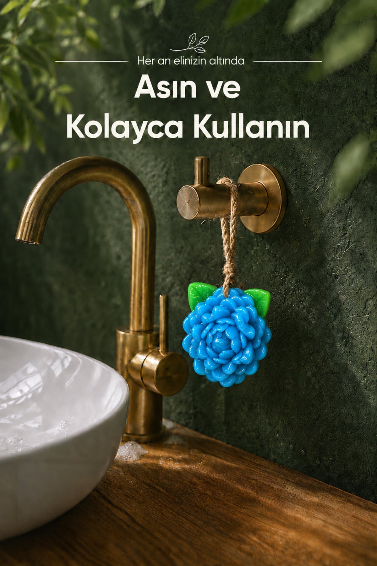 Mavi Yasemin Şekilli Katı Sabun 10,5x9,5 cm Asılabilir Dekoratif Banyo El Sabun