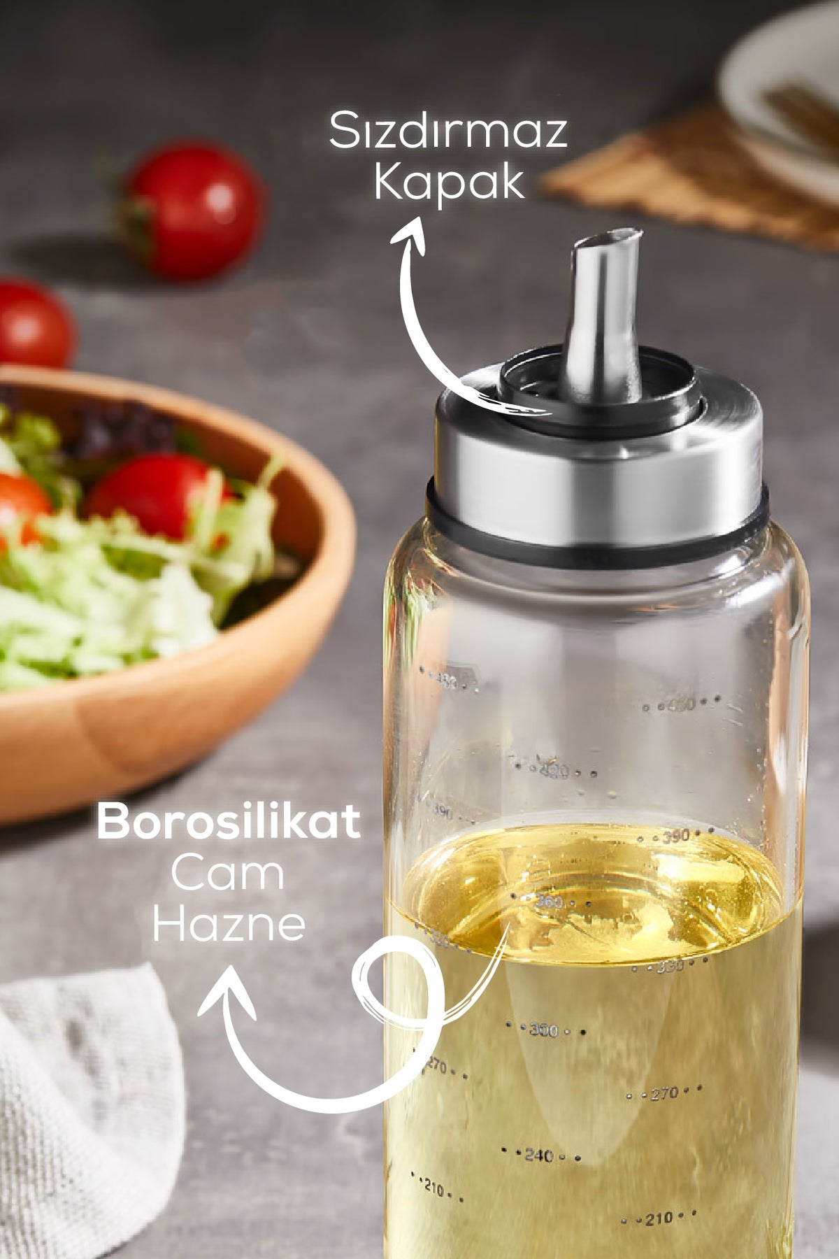 Borosilikat Pratik Cam Yağlık Sirkelik 500 ml
