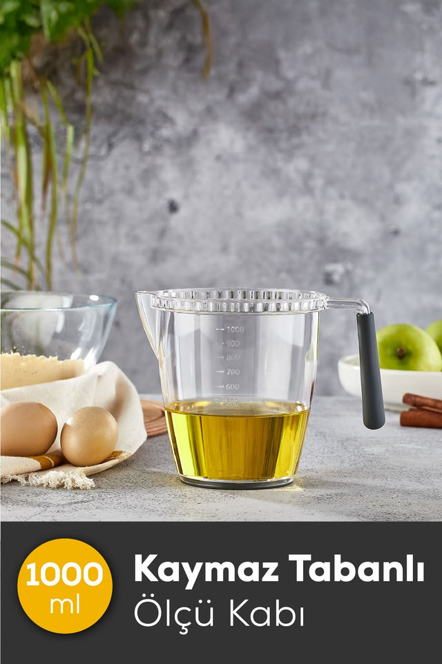 Silikon Kulplu Akrilik Ölçü Kabı 1 L