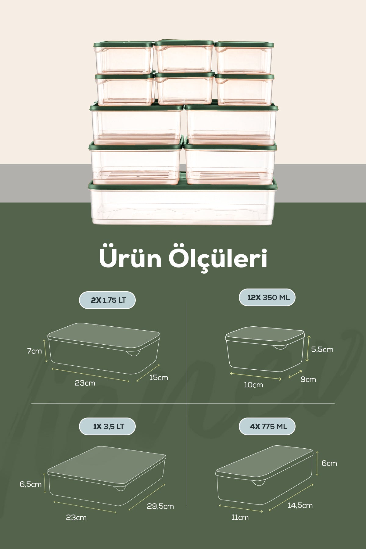 19'lu Buzdolabı Düzenleyici Organizer Mikrodalgaya Uygun Difriz Saklama Kabı Yeşil