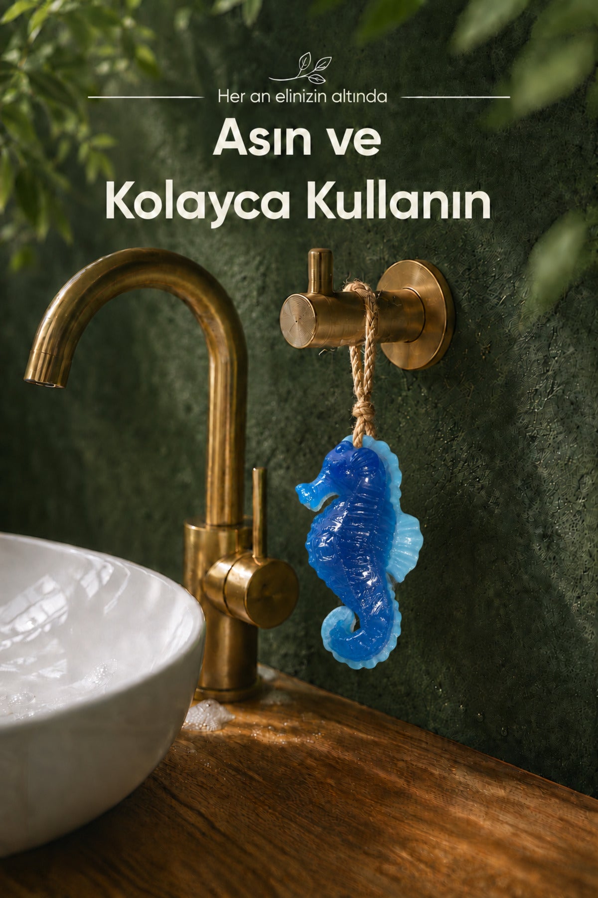 Mavi Deniz Atı Şekilli Katı Sabun 13x7,5 cm Asılabilir Dekoratif Banyo El Sabunu