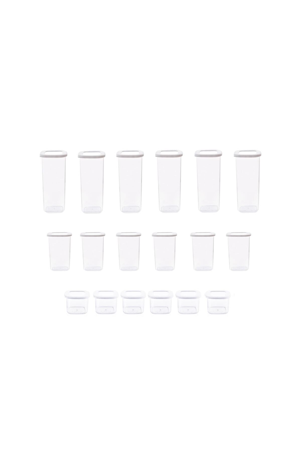 Foly Etiketli Kare Erzak Saklama Kabı 18'li Set 6x(0,55 LİTRE, 1,2 LİTRE, 1,75 LİTRE)
