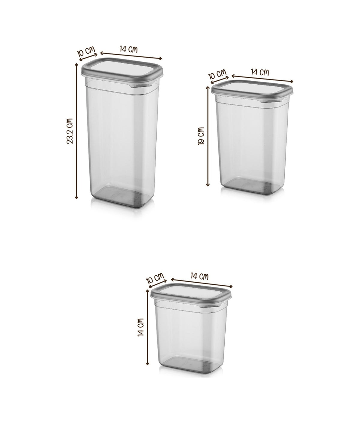 18li Peggy Dikdörtgen Saklama Kabı Seti 6x( 1900ml, 1500ml, 1150ml ) Etiketli