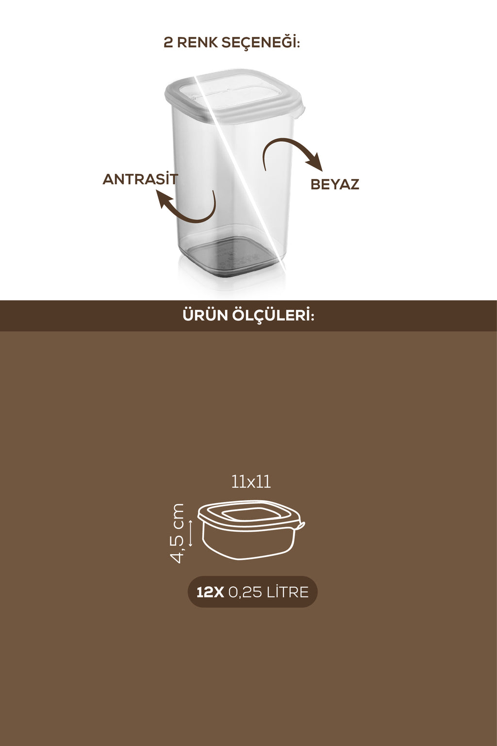 12'li Etiketli Hava Geçirmez Erzak ve Baharat Saklama Kabı Seti 0,25 Lt Beyaz