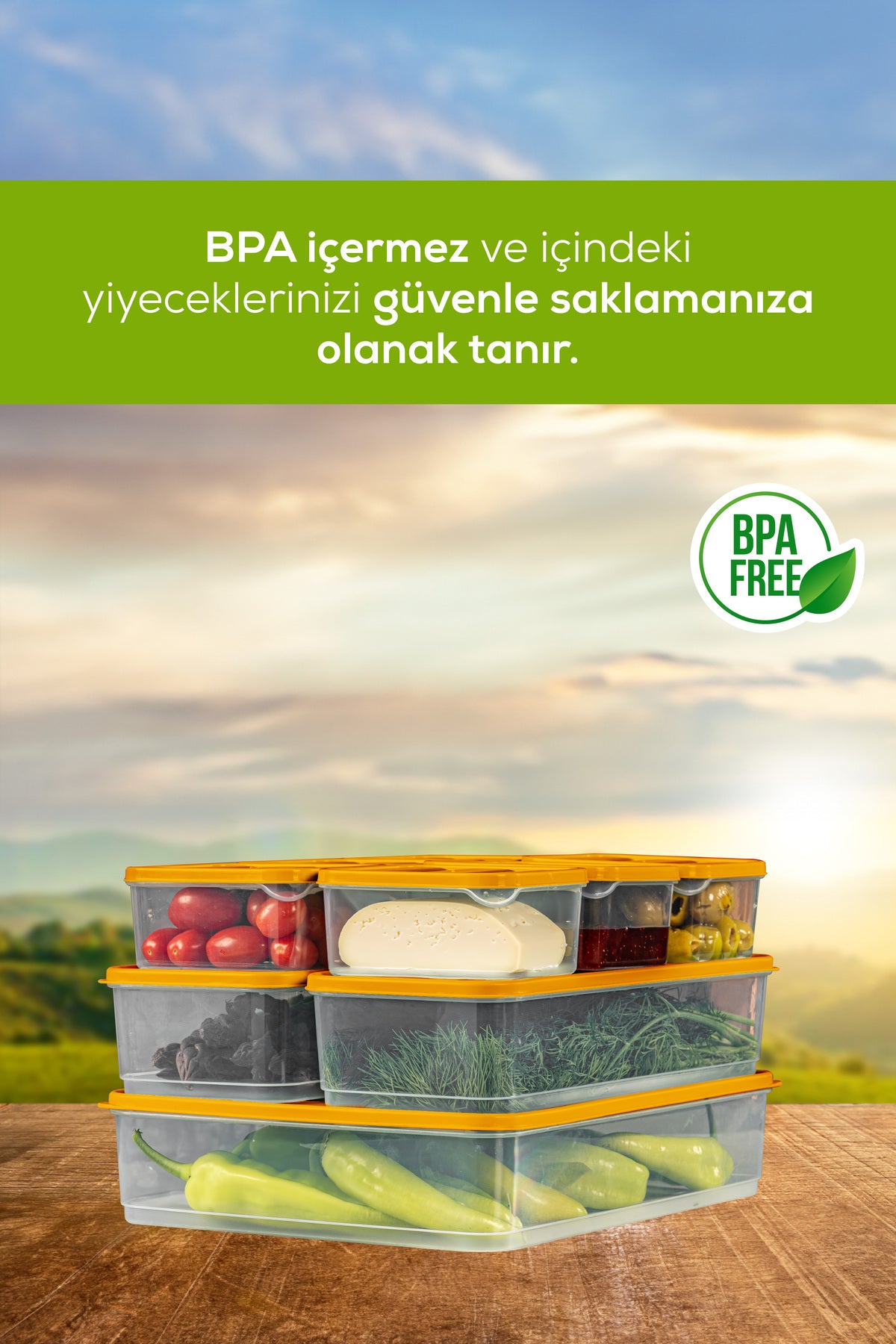 7'li Buzdolabı Dondurucu Organizer Ve Saklama Kabı Turuncu 5x(3,5LT) 2x(1,65LT)