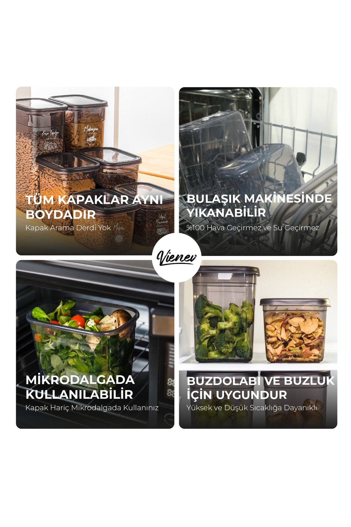 Beyaz Serigrafi Etiketli 9lu Set Peggy Şeffaf Kapaklı Uzun Dikdörtgen Saklama Kabı 1,3 Litre
