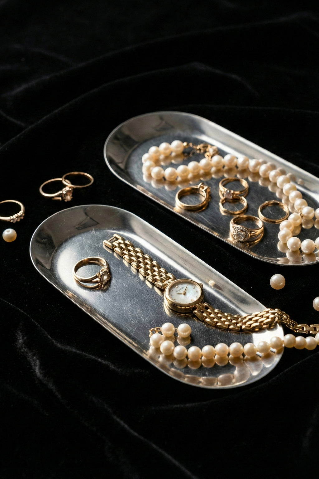 2’li Gümüş Renk Metal Oval Kayık Tabak Seti - Sunum ve Çerezlik Tabağı