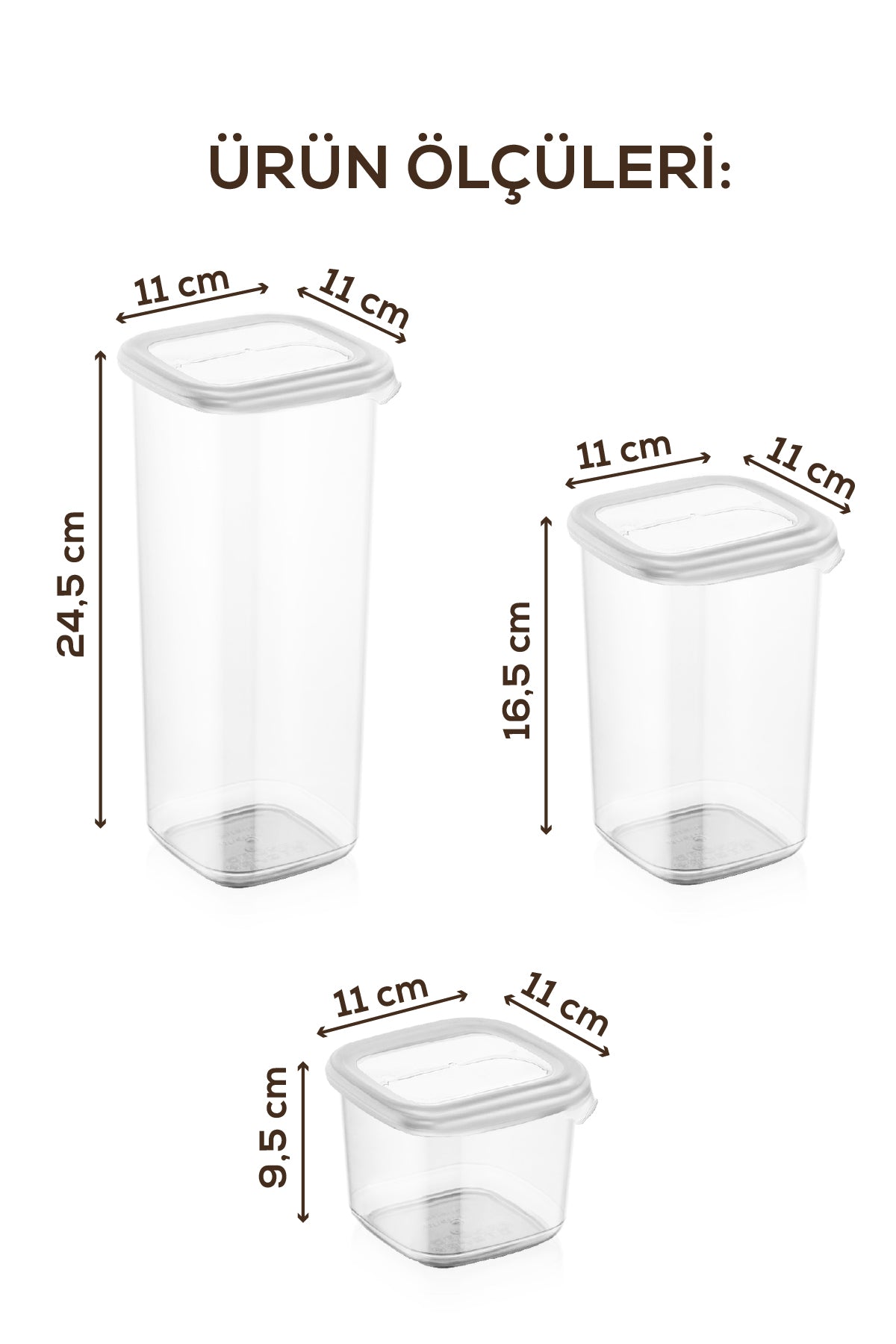 Renkli Etiketli 12li Peggy Kare Erzak Saklama Kabı 4x(0,55 Litre, 1,2 Litre, 1,75 Litre) Beyaz