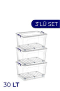 3lü Clear Box Saklama Kutusu 30 Litre