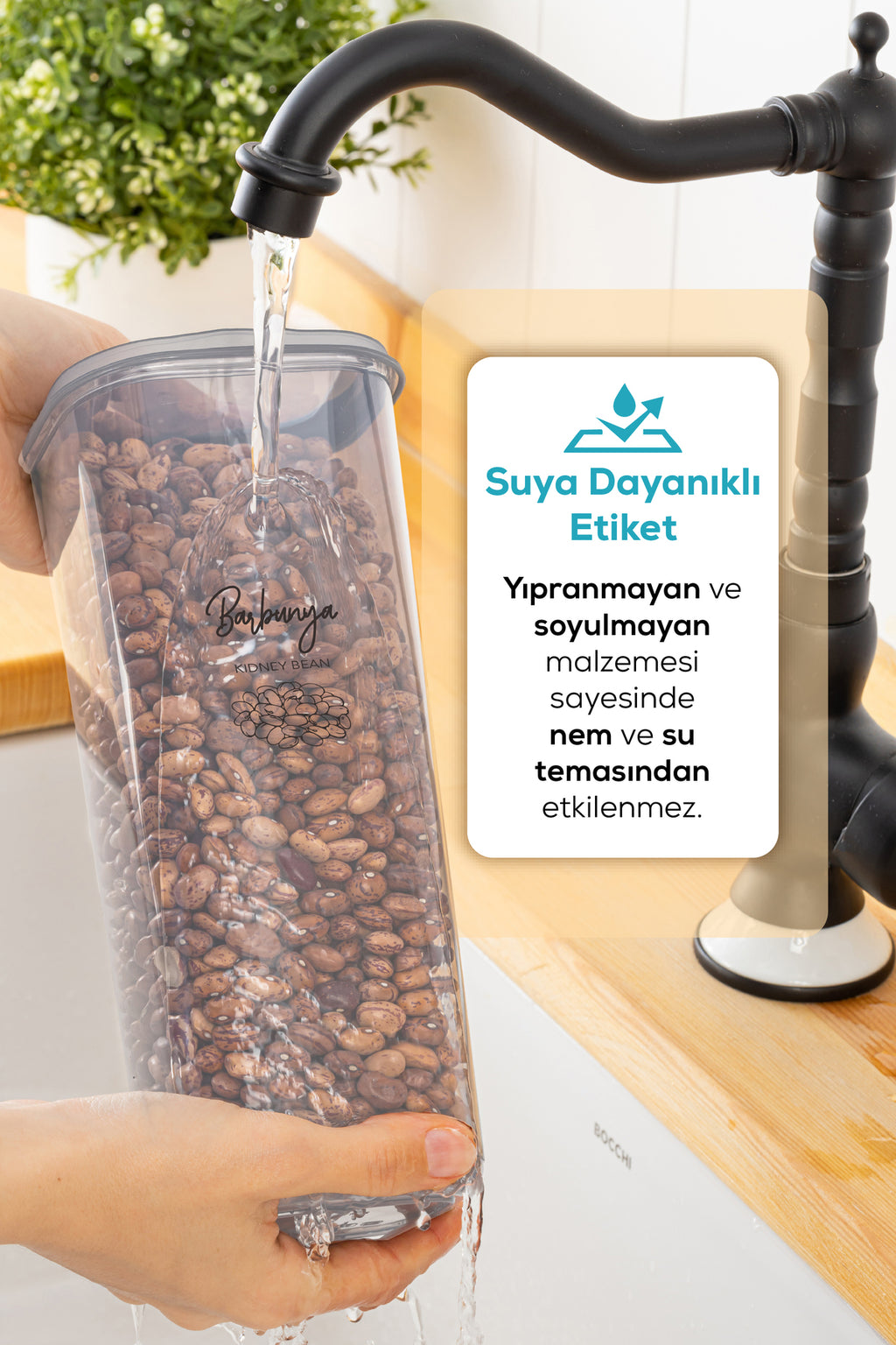 25'li Etiketli Hava Geçirmez Erzak ve Baharat Saklama Kabı Seti Beyaz