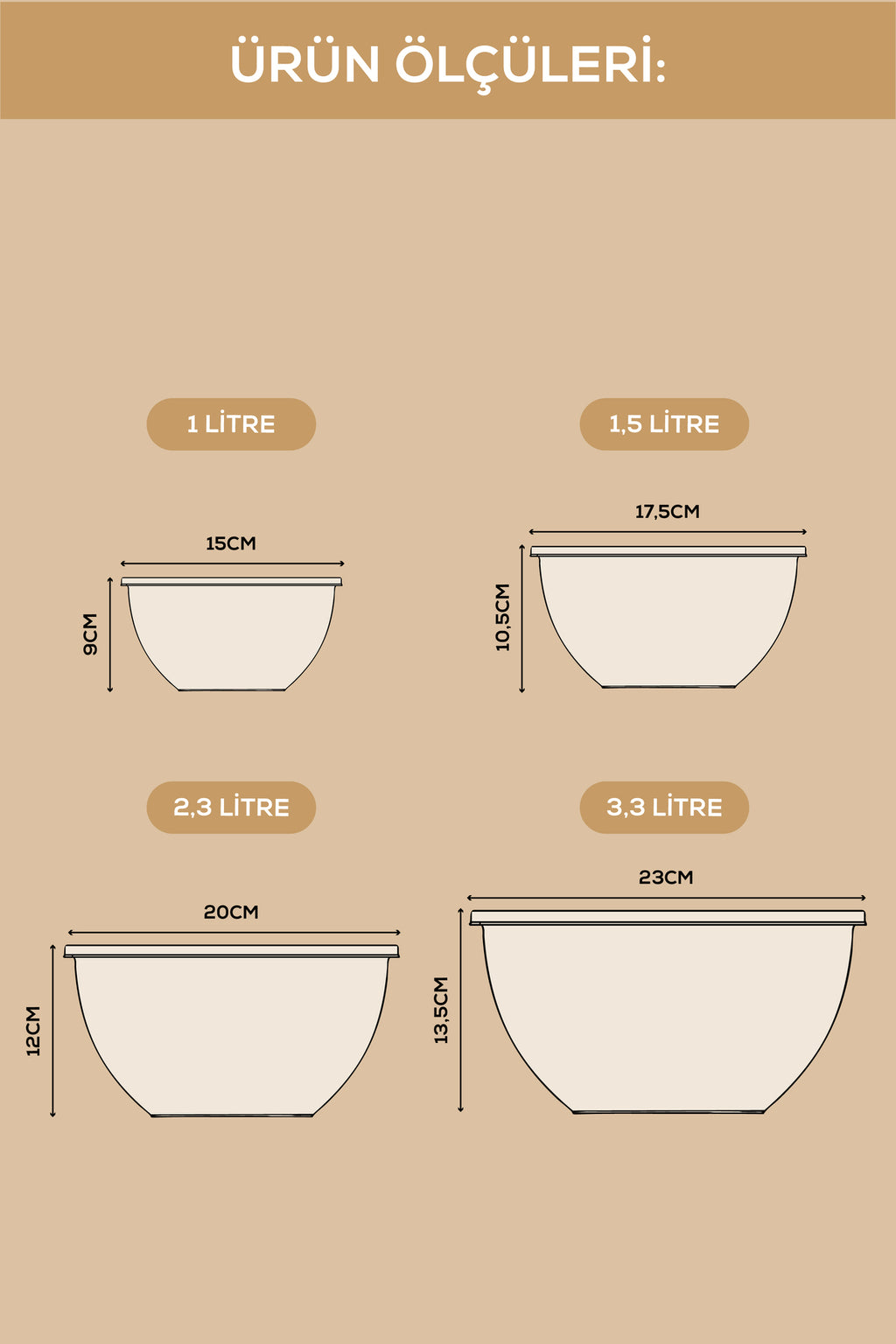 4’lü Yuvarlak Kase Seti Pembe | 1l, 1.5l, 2.3l, 3.3l | Kapaklı Çok Amaçlı Mutfak Saklama Kabı