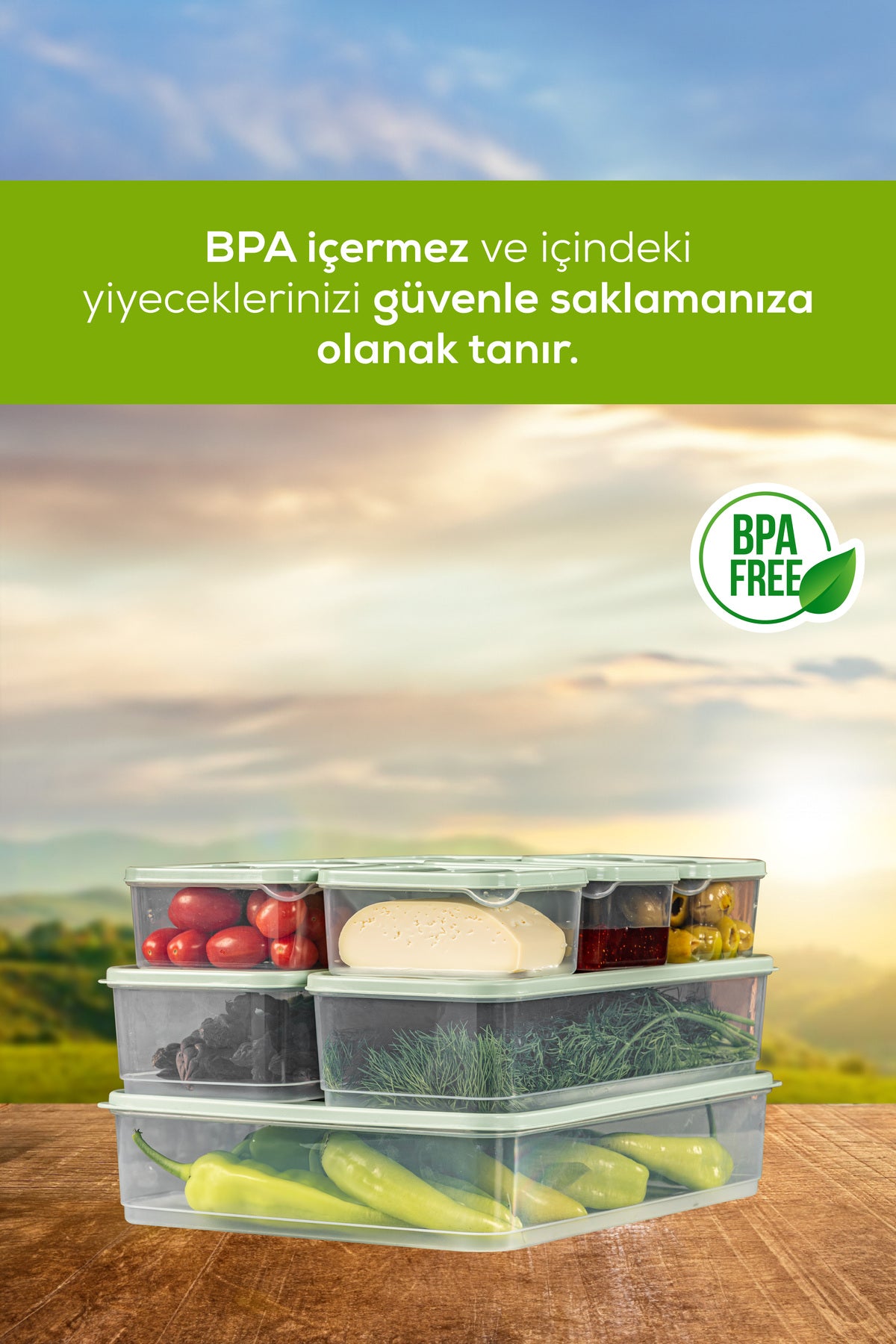 7'li Buzdolabı Dondurucu Organizer Ve Saklama Kabı Mint 5x(3,5LT) 2x(1,65LT)