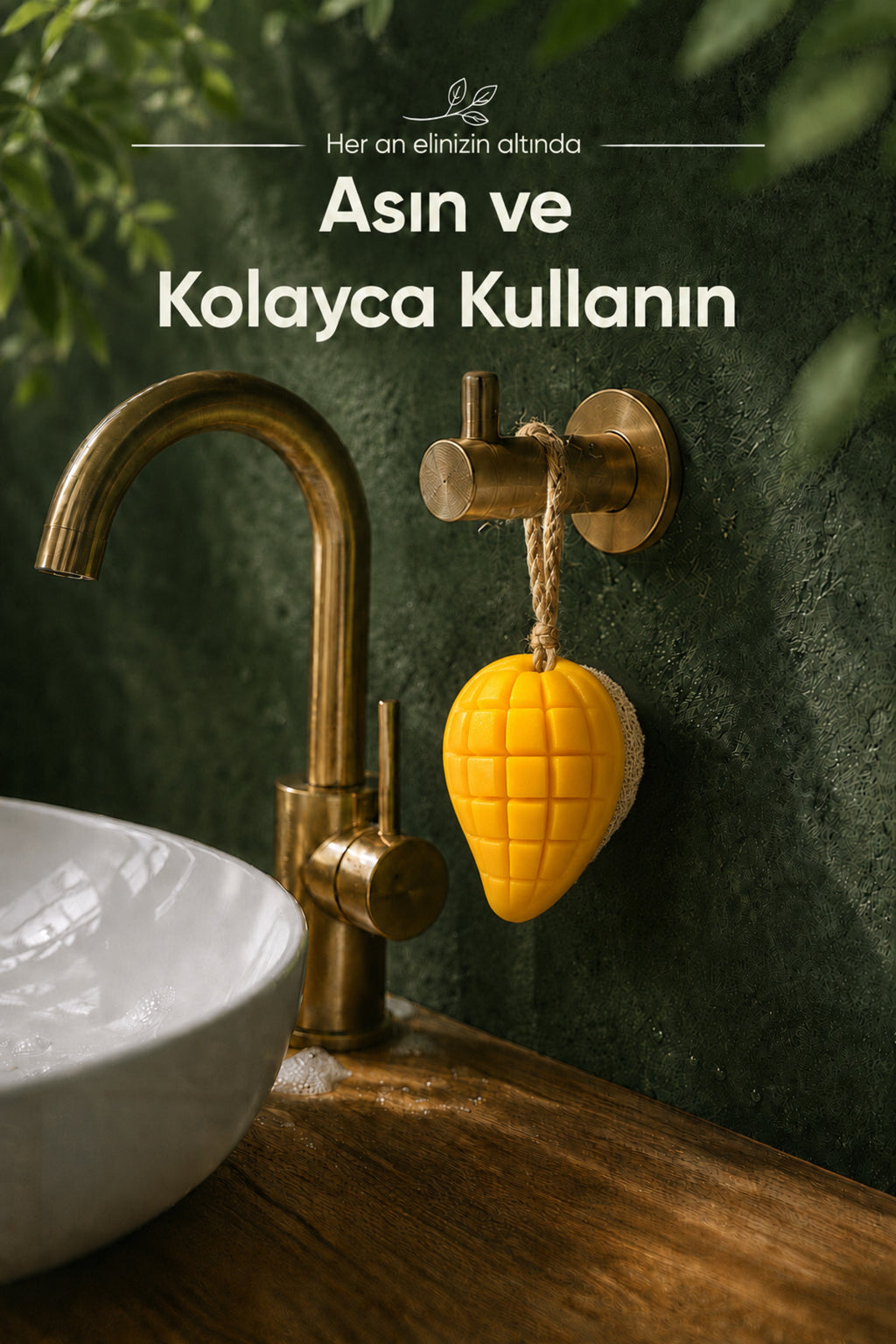 Mango Şekilli Lifli Katı Sabun 11,5x7x4,2 cm Peeling Etkili Asılabilir Dekoratif Banyo El Sabunu