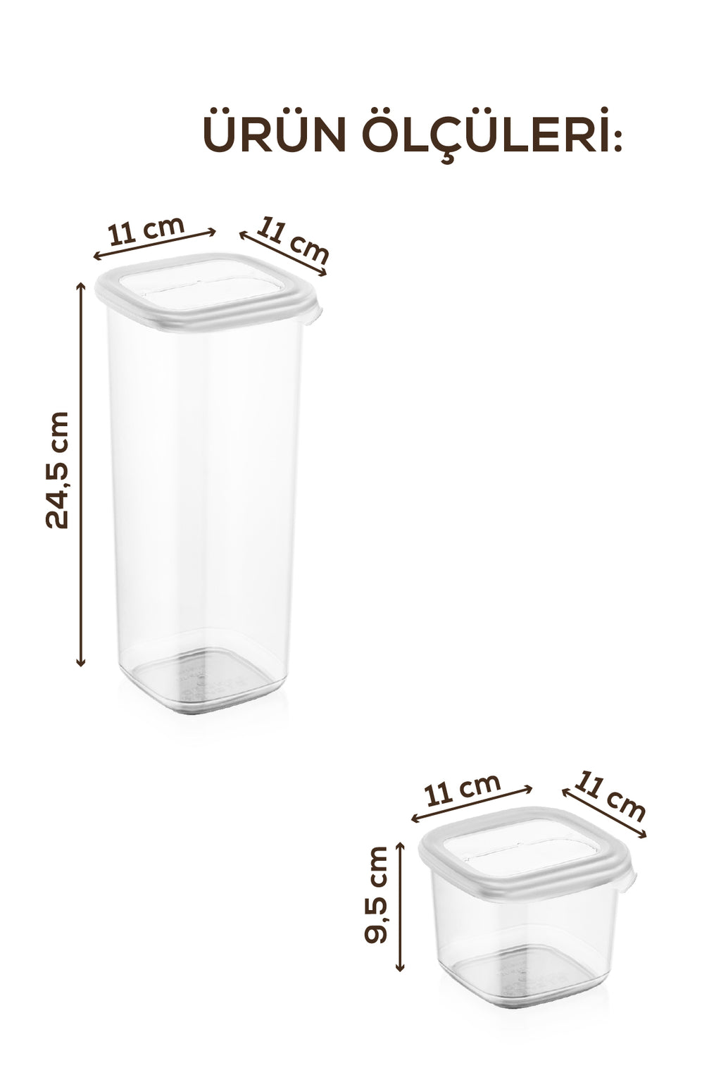 Renkli Etiketli 12li Peggy Kare Erzak Saklama Kabı 6x(0,55 Litre, 1,75 Litre) Beyaz