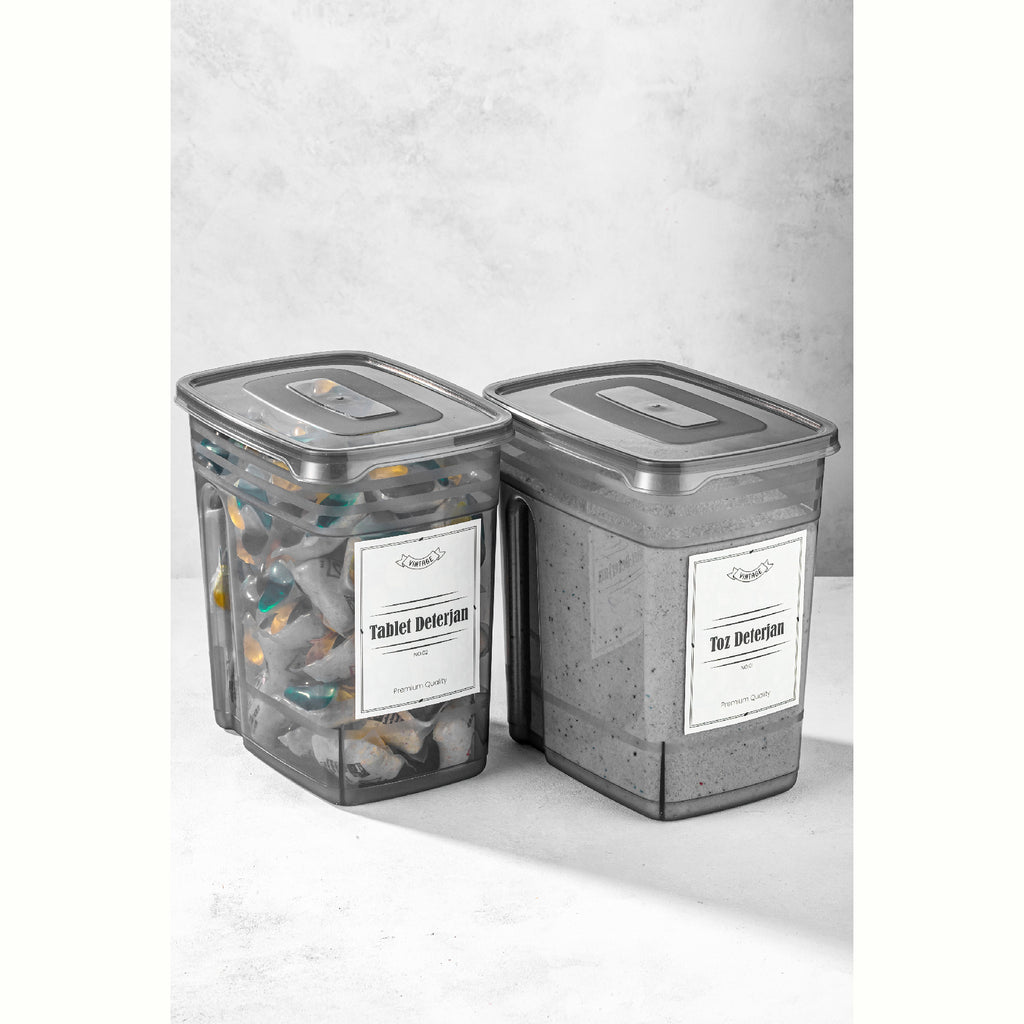 Etiketli 2li Strip Mega Boy Toz Ve Tablet Deterjan Saklama Kutusu 2x(3,5 Litre)
