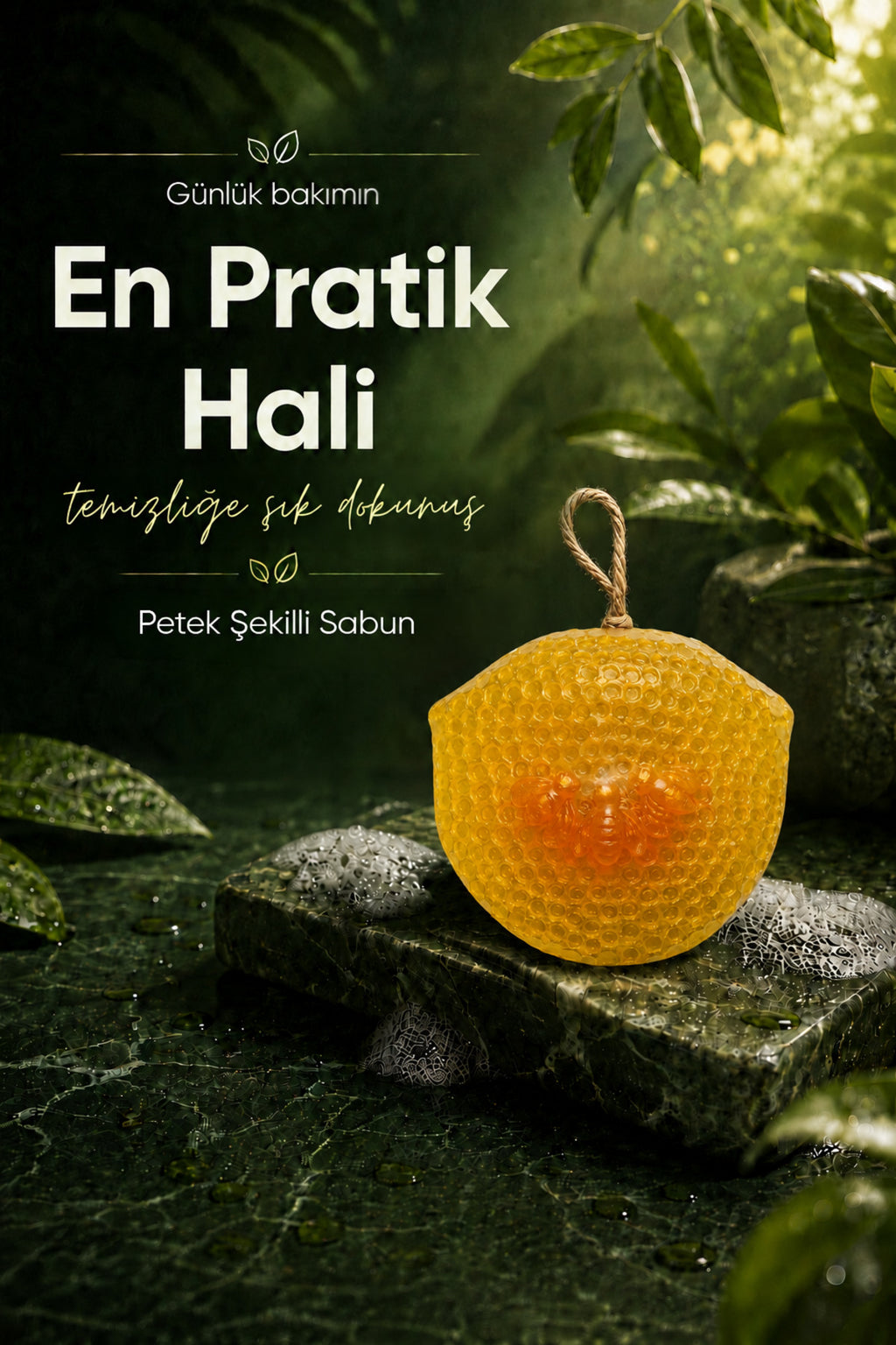 Sarı Petek Şekilli Katı Sabun 9,5x10,5x3,4 cm Asılabilir Dekoratif Banyo El Sabunu