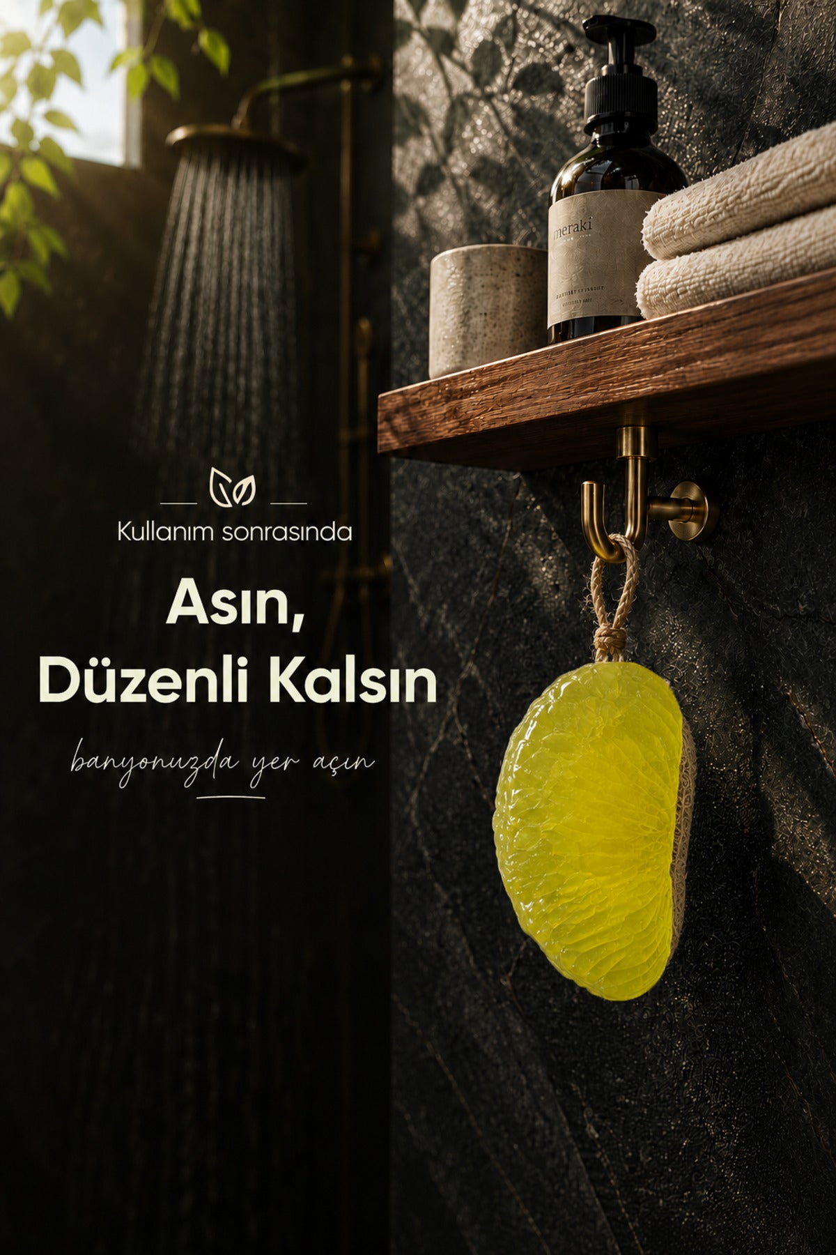 Sarı Pomelo Dilimi Şekilli Lifli Katı Sabun 10x6x4 cm Peeling Etkili Asılabilir Dekoratif Banyo El Sabunu