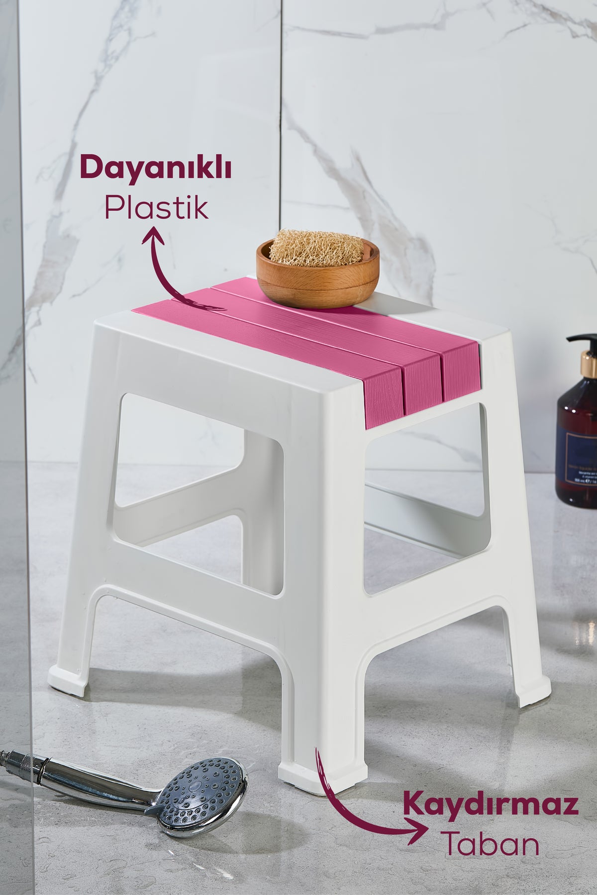 Plastik Küçük Tabure Pembe