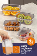 4'lü Hava Geçirmez Saklama Kabı Seti Antrasit 1x(250-500-750-1200 ML)