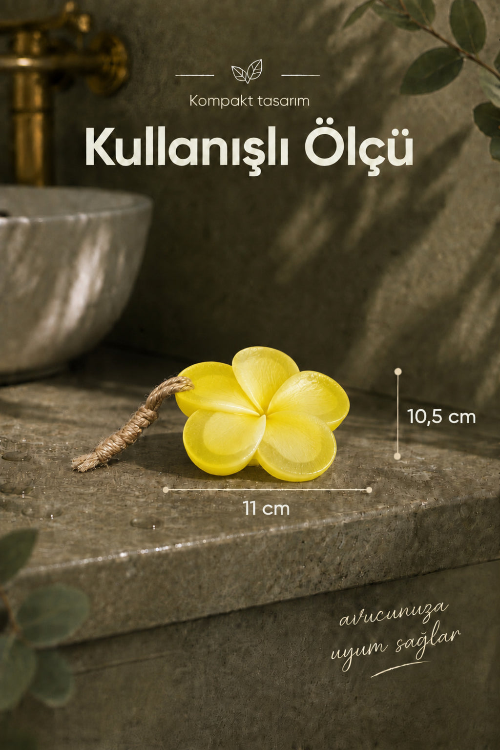 Sarı Hint Yasemini Şekilli Katı Sabun 10,5x11 cm Asılabilir Dekoratif Banyo El Sabunu