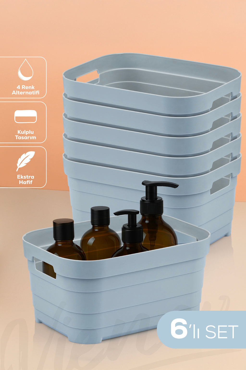 6'lı 3,8 Litre Saklama Kutusu Mavi