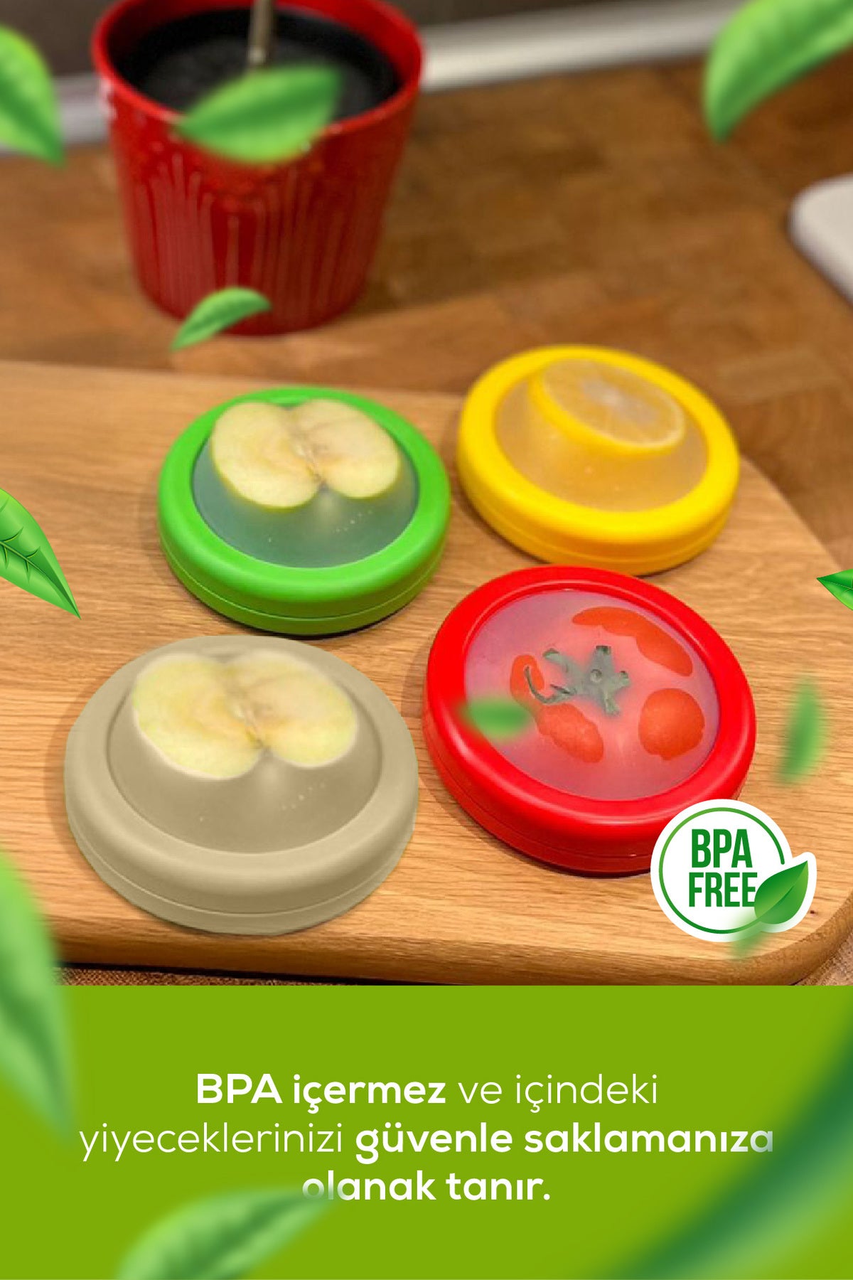 3'lü Buzdolabı Için Yarım Meyve Ve Sebze Koruma Kabı - Limon, Soğan, Domates Saklama Kutusu Bej