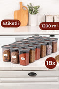 Etiketli Foly Kare Erzak Saklama Kabı Seti 18li 1,2 Orta Boy Antrasit