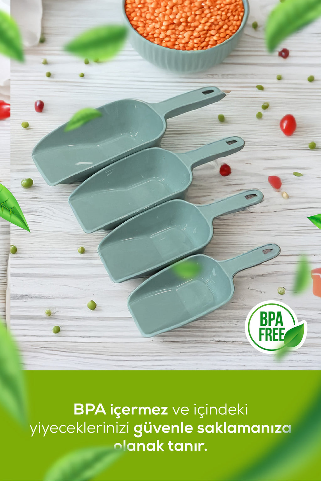 4'lü Set Plastik Erzak Kürek Seti Mint