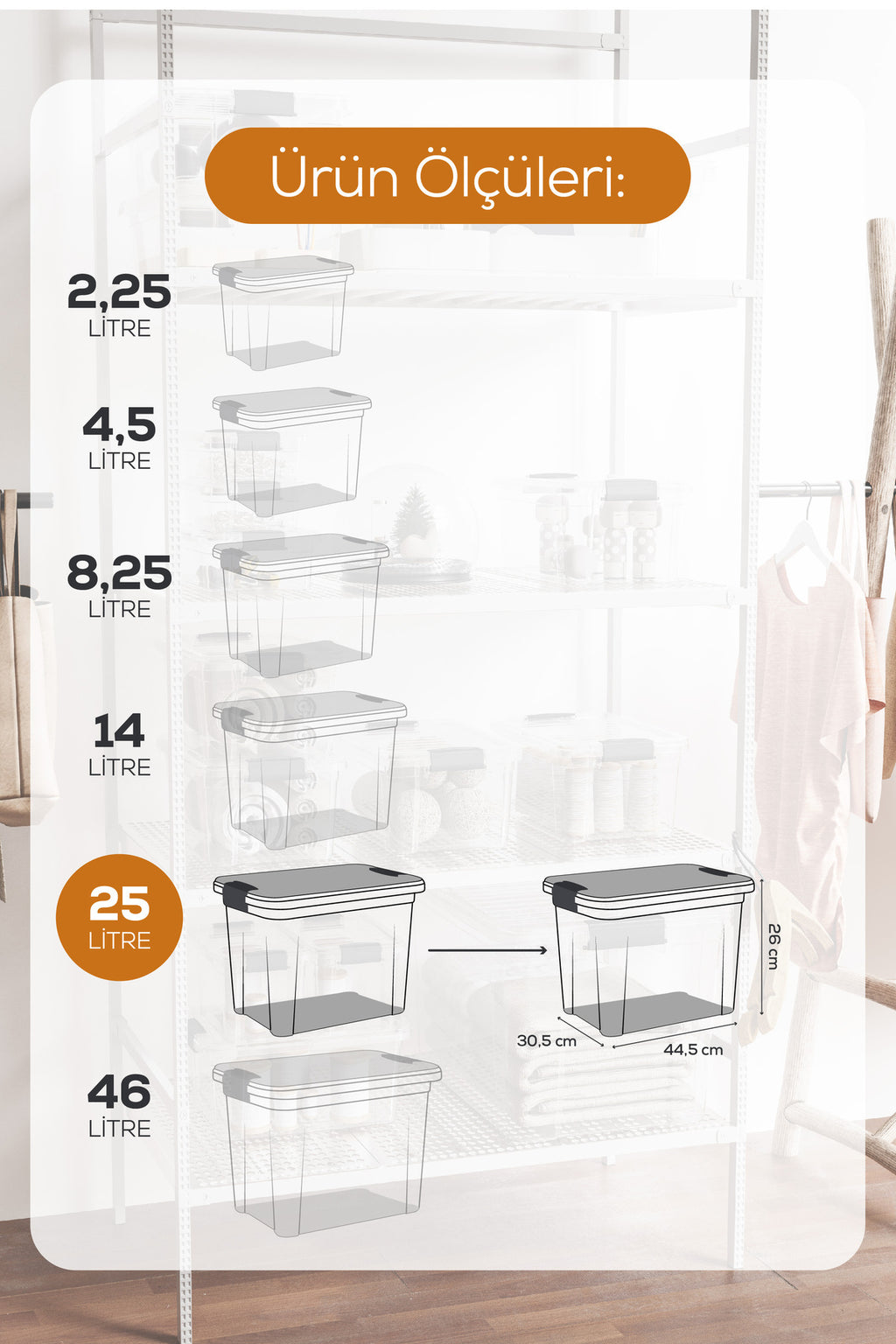 3'lü 25 Litre Kilitli Kapaklı Saklama ve Erzak Kutusu 33125