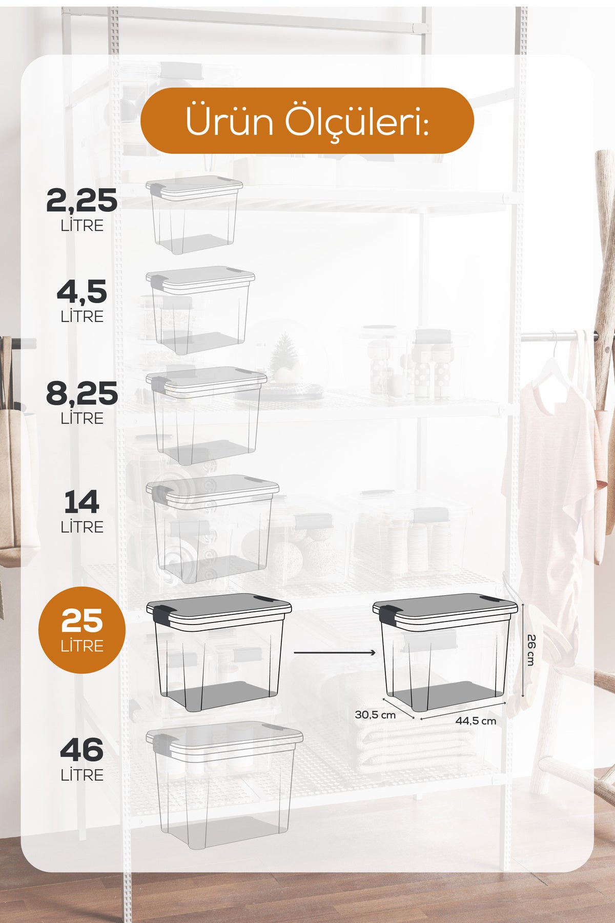 3'lü 25 Litre Kilitli Kapaklı Saklama ve Erzak Kutusu 33125