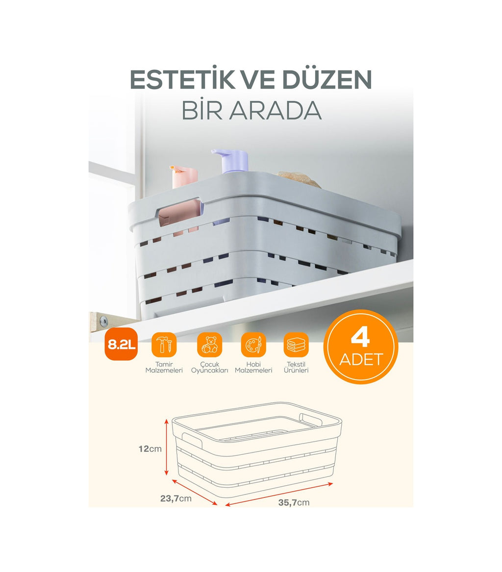 4'lü 8,2 Litre Delikli Saklama Kutusu Antrasit