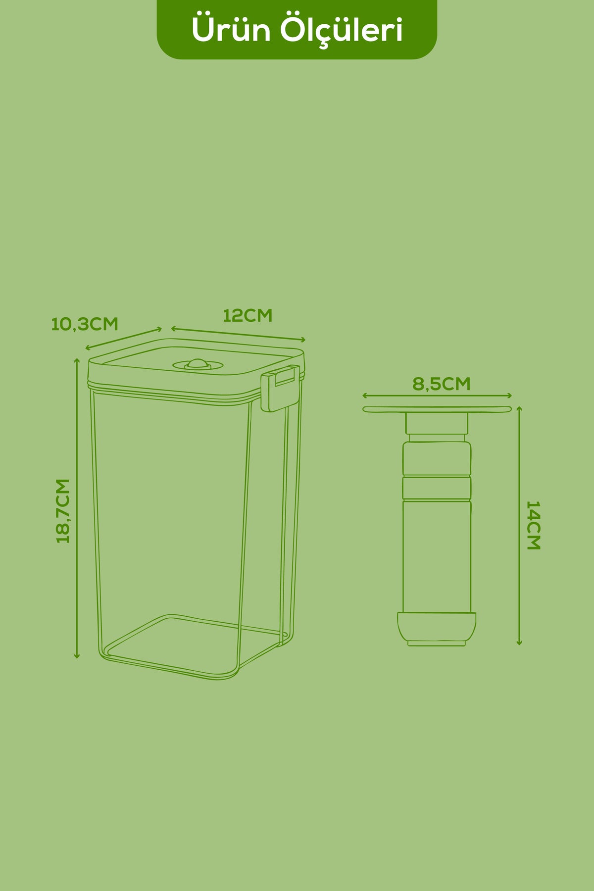 7'li Vakumlu Saklama Kabı Seti | 6x 1,3 Litre Kap + Manuel Pompa