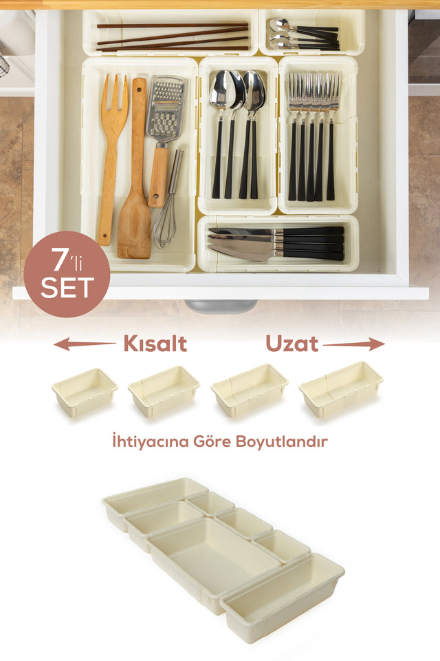 7'li Ayarlanabilir Çekmece İçi Düzenleyici