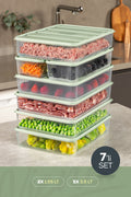 7'li Buzdolabı Dondurucu Organizer Ve Saklama Kabı Mint 5x(3,5LT) 2x(1,65LT)