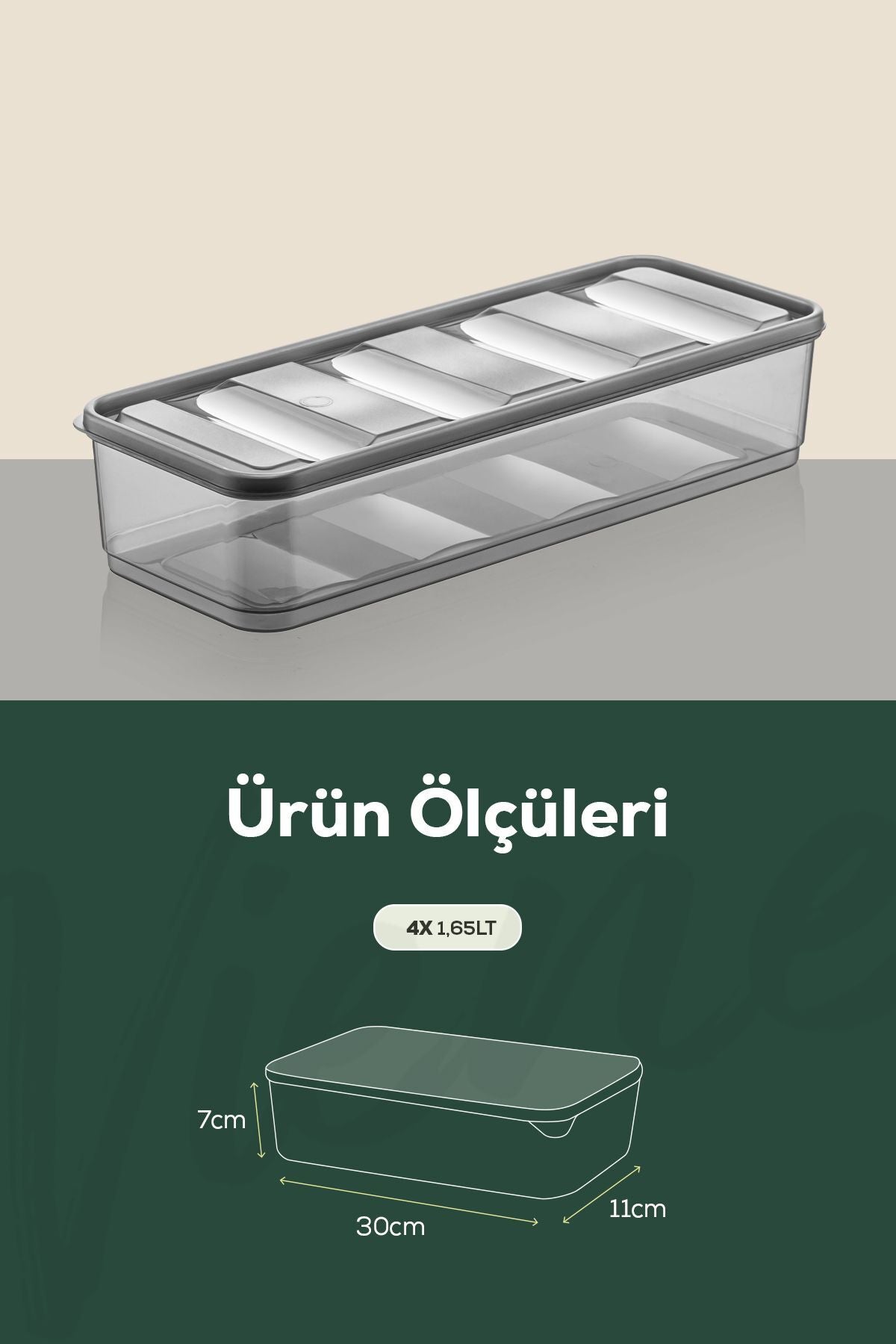 4lü Bella Buzdolabı Düzenleyici Saklama Kabı 1,65 Lt