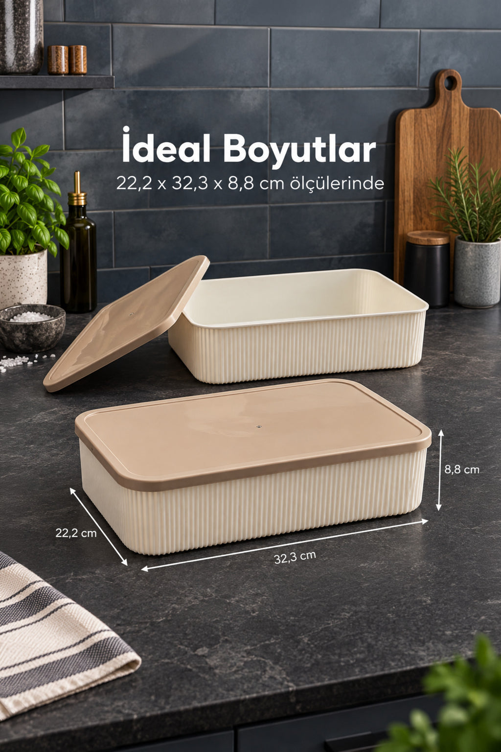2'li 5500 ml Dikdörtgen Saklama Kabı Seti Mutfak ve Buzdolabı Düzenleyici