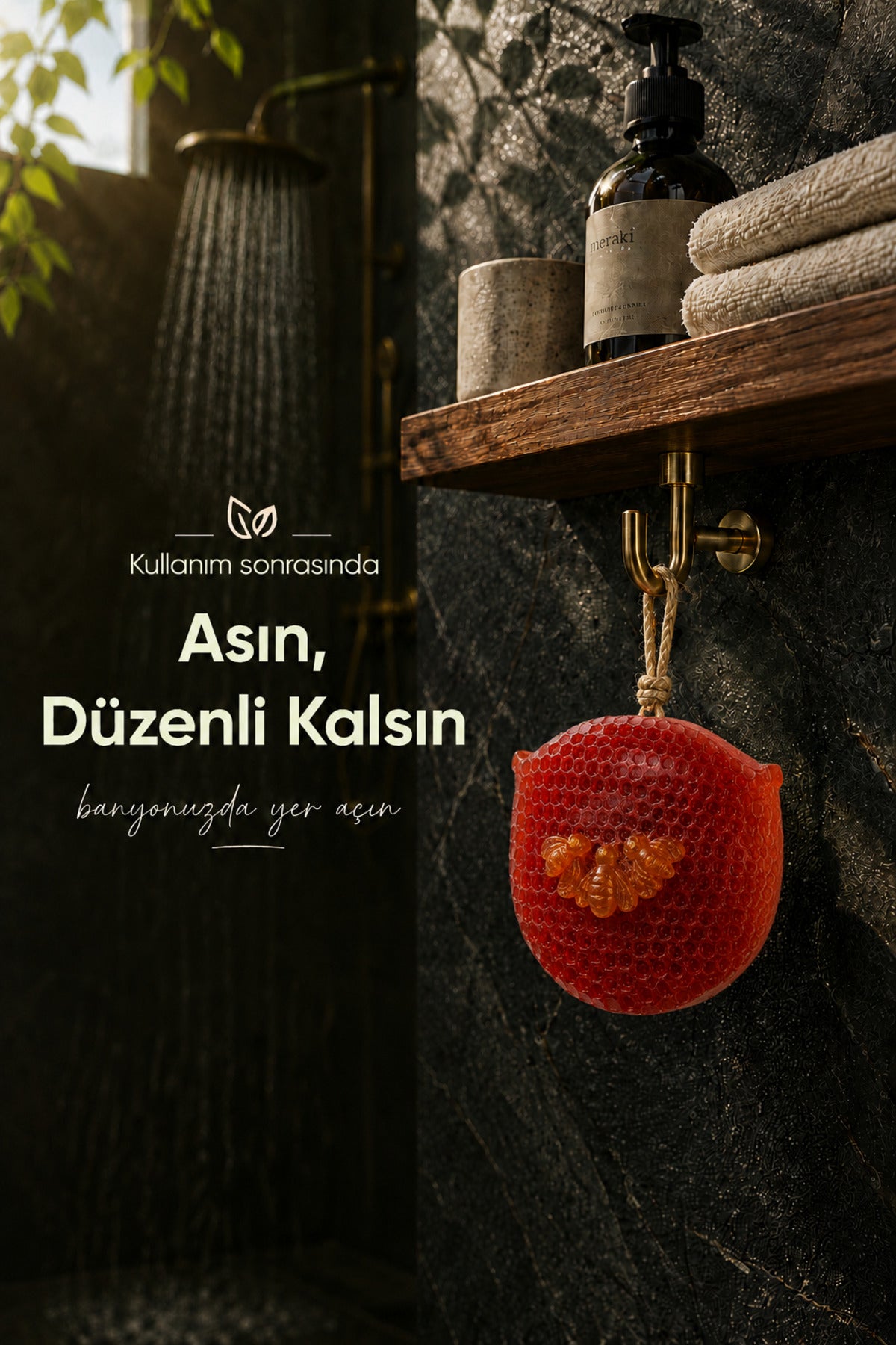 Kırmızı Petek Şekilli Katı Sabun 9,5x10,5x3,4 cm Asılabilir Dekoratif Banyo El Sabunu