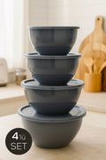 4’lü Yuvarlak Kase Seti Antrasit | 1l, 1.5l, 2.3l, 3.3l | Kapaklı Çok Amaçlı Mutfak Saklama Kabı