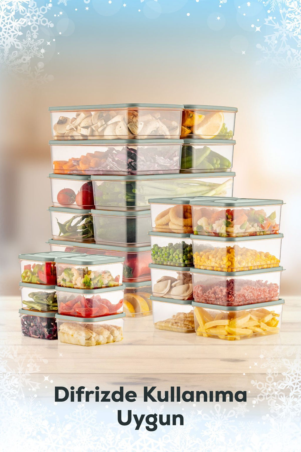 24'lü Buzdolabı Düzenleyici Organizer Mikrodalgaya Uygun Difriz Saklama Kabı Mint