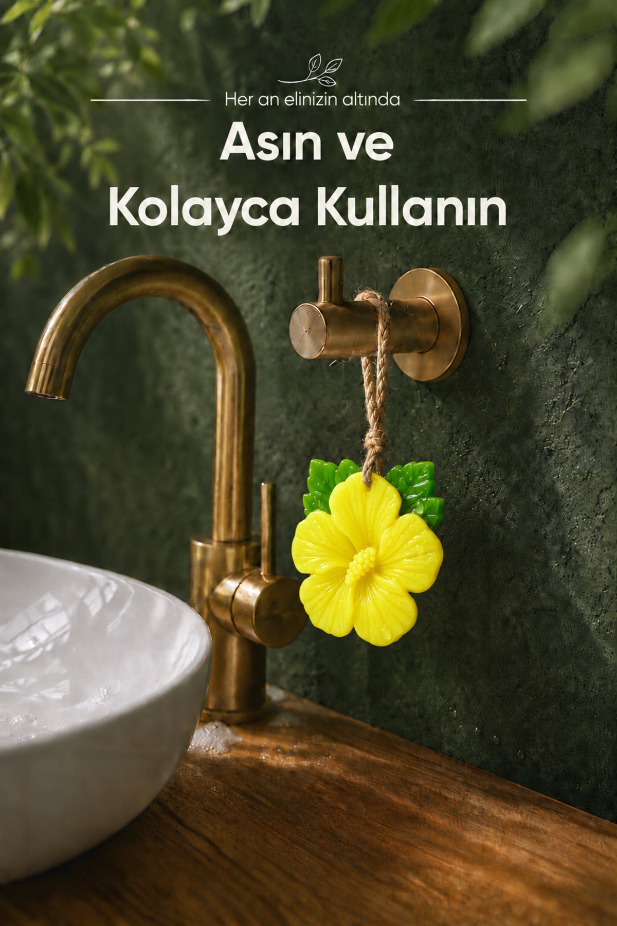 Sarı Çin Gülü Şekilli Katı Sabun 10x10 cm Asılabilir Dekoratif Banyo El Sabunu