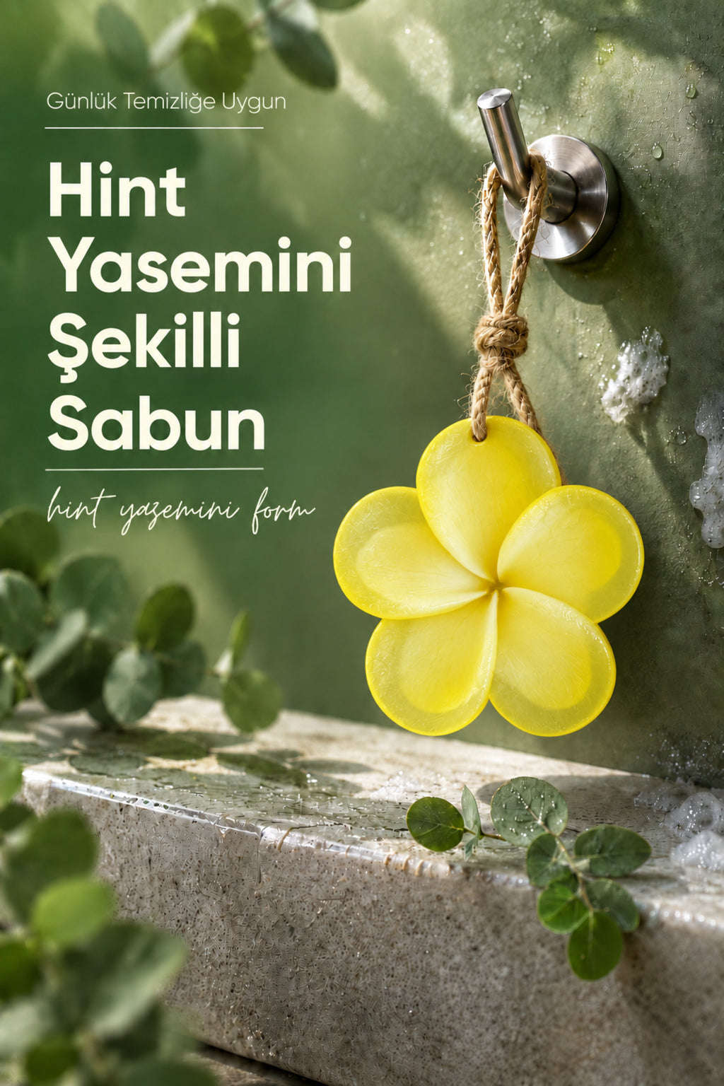 Sarı Hint Yasemini Şekilli Katı Sabun 10,5x11 cm Asılabilir Dekoratif Banyo El Sabunu