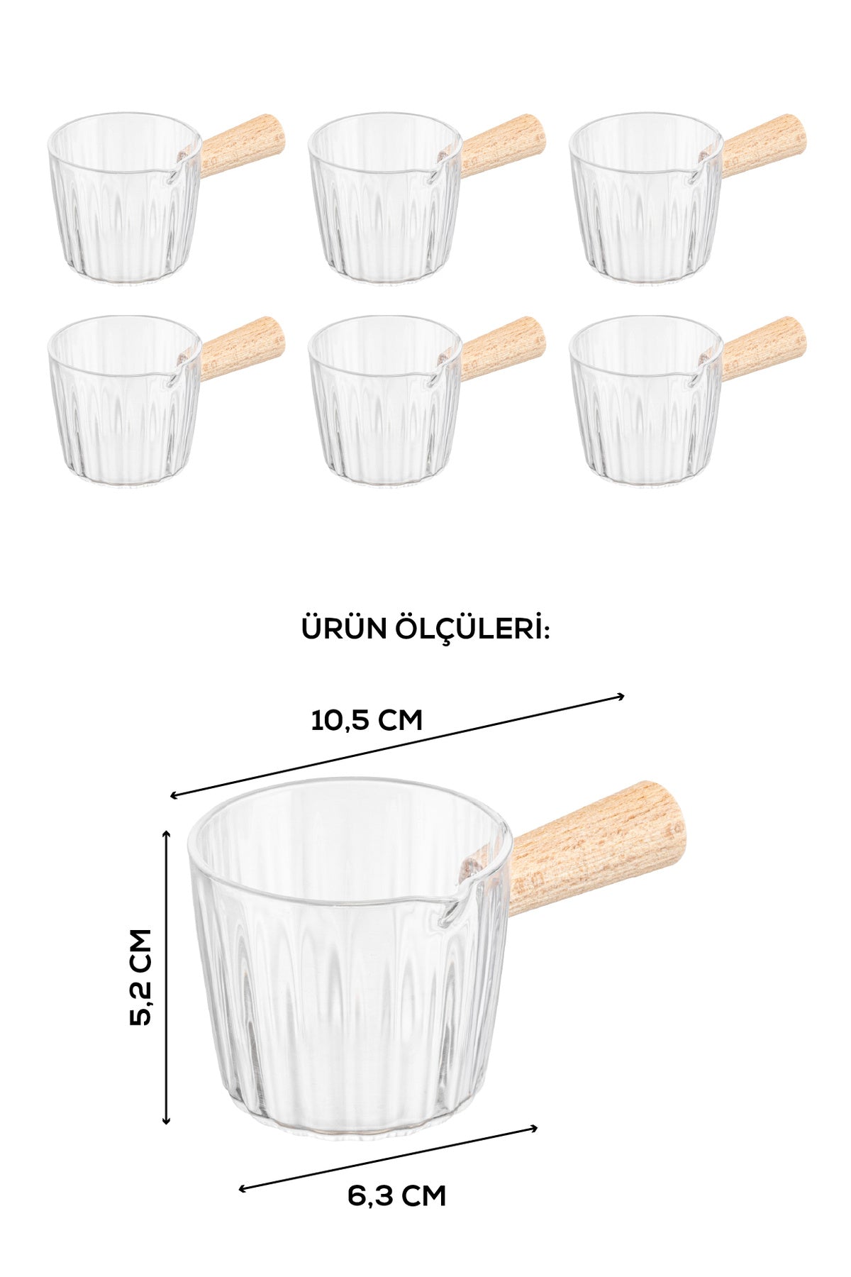 6'lı Ahşap Saplı Akrilik Sosluk 80 ml