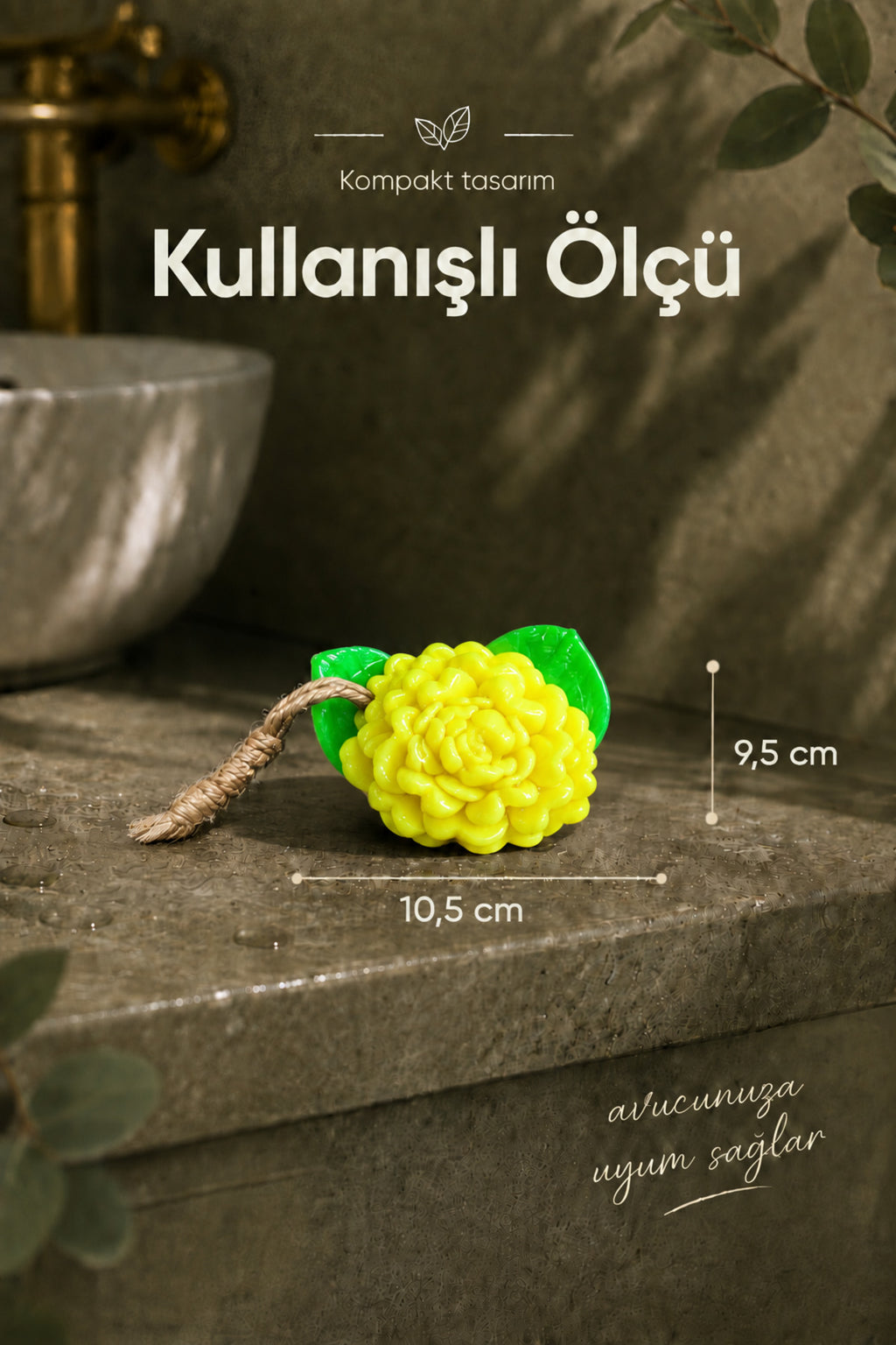 Sarı Yasemin Şekilli Katı Sabun 10,5x9,5 cm Asılabilir Dekoratif Banyo El Sabun
