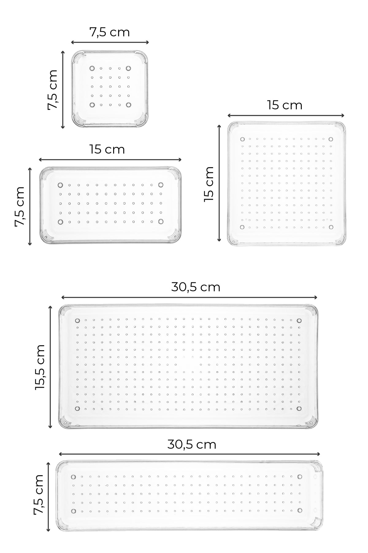 Çok Fonksiyonlu 8 Parça Şeffaf Çekmece Içi Düzenleyici Organizer