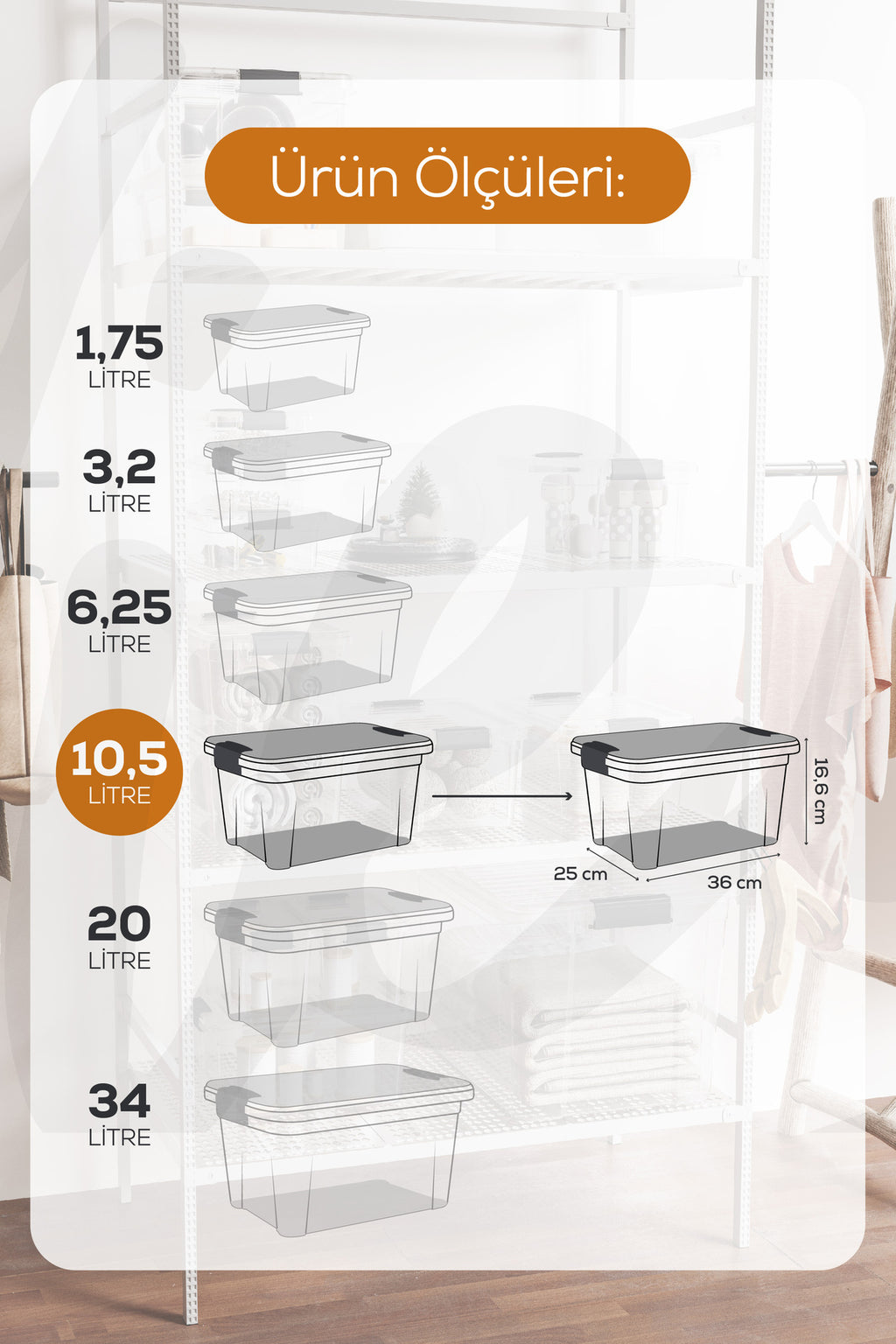 3'lü 10,5 Litre Kilitli Kapaklı Saklama Ve Erzak Kutusu 33114