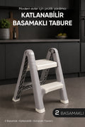 Katlanabilir Basamak Tabure 2 Basamaklı Plastik Merdiven Mutfak Kiler Banyo İçin Kompakt Ev Tipi