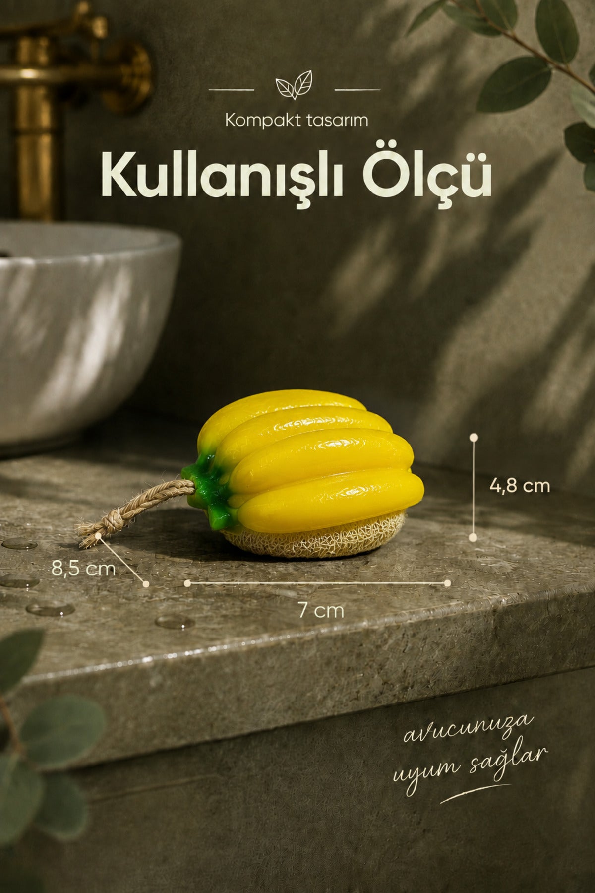 Muz Şekilli Lifli Katı Sabun 8x7,5x5 cm Peeling Etkili Asılabilir Dekoratif Banyo El Sabunu