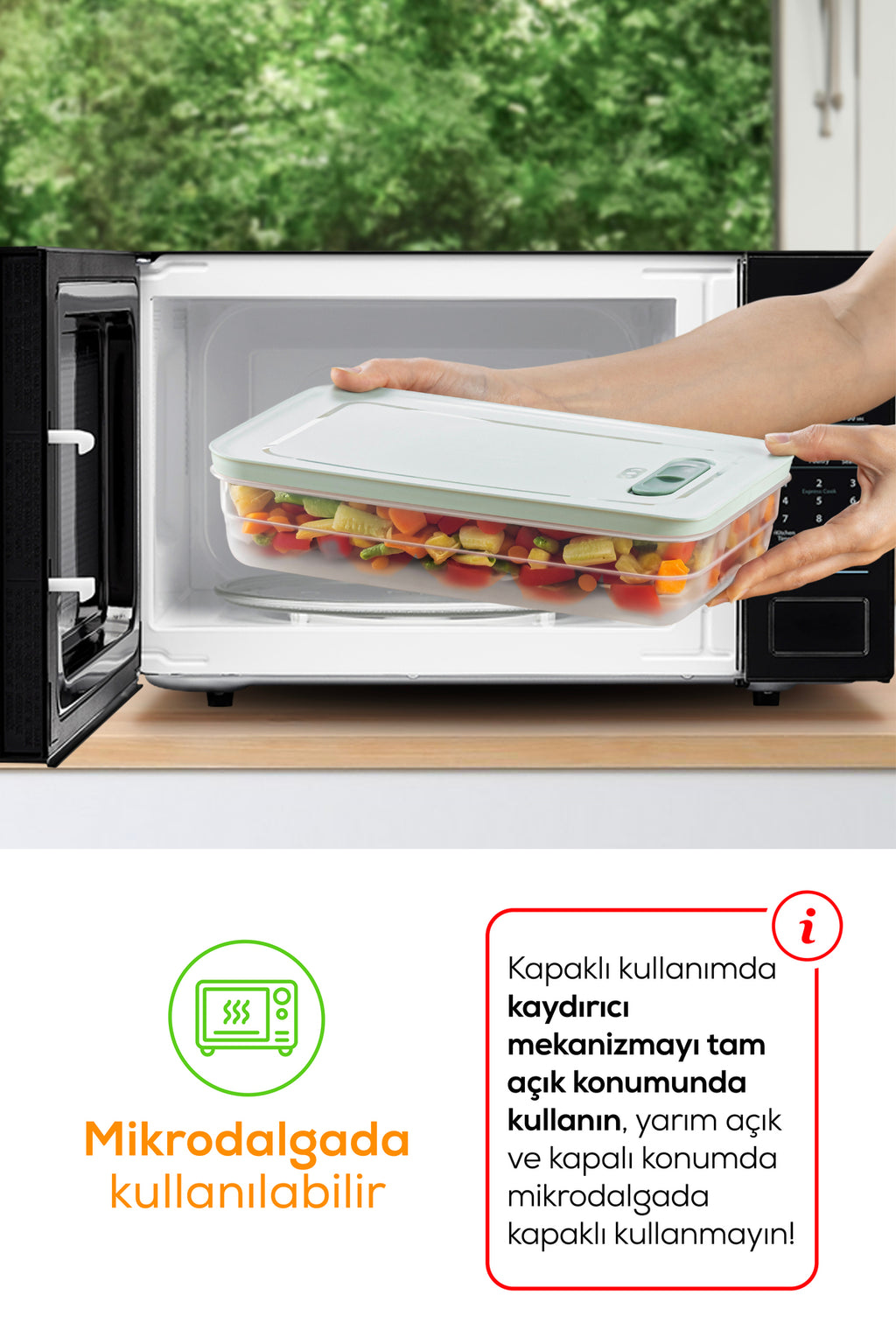 3'lü Ayarlı Sebze Ve Meyve Saklama Kabı Yeşil 2,5 Litre